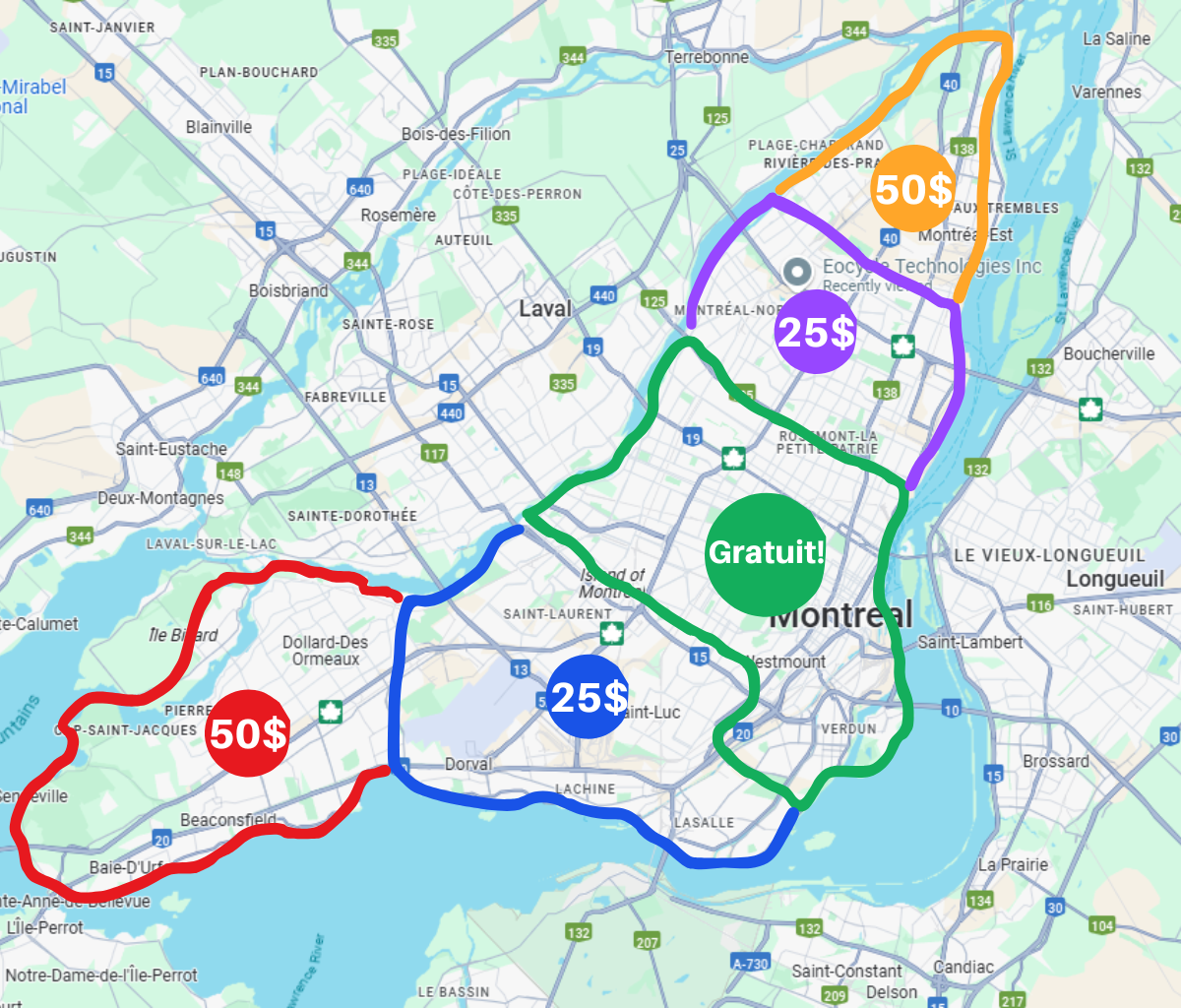 Zone de service Montr&eacute;al